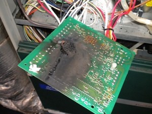 A Furnace Control Printed Circuit Board That Burned Up